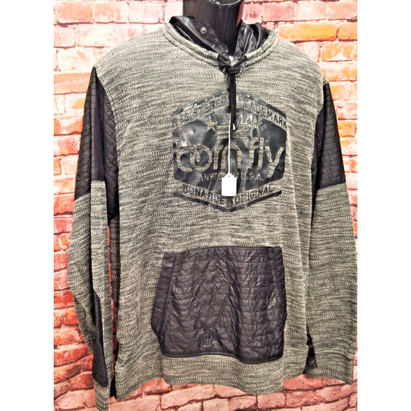 Born Fly Hoodie Men Size 2X Gray Textured Long Sleeve Kangaroo Pocket Drawstring - Picture 5 of 7